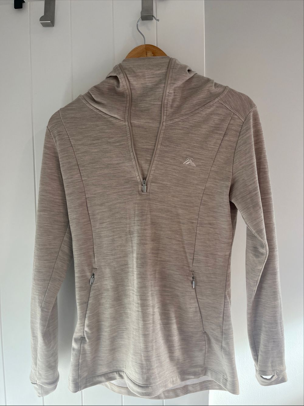Macpac Beige Merino Half-Zip Hoodie