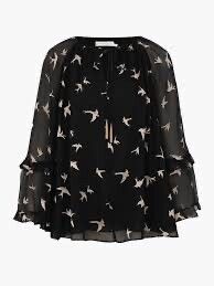 Zimmermann Black Bird Print swing  Blouse