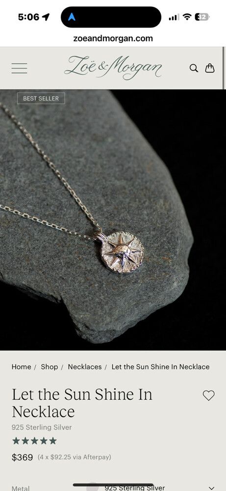 Zoë & Morgan Silver ‘Let the sun shine in’ Pendant Necklace