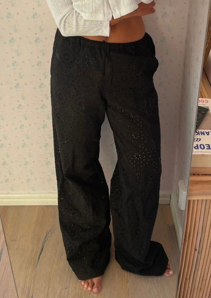 Broderie Anglaise Pants - Black
