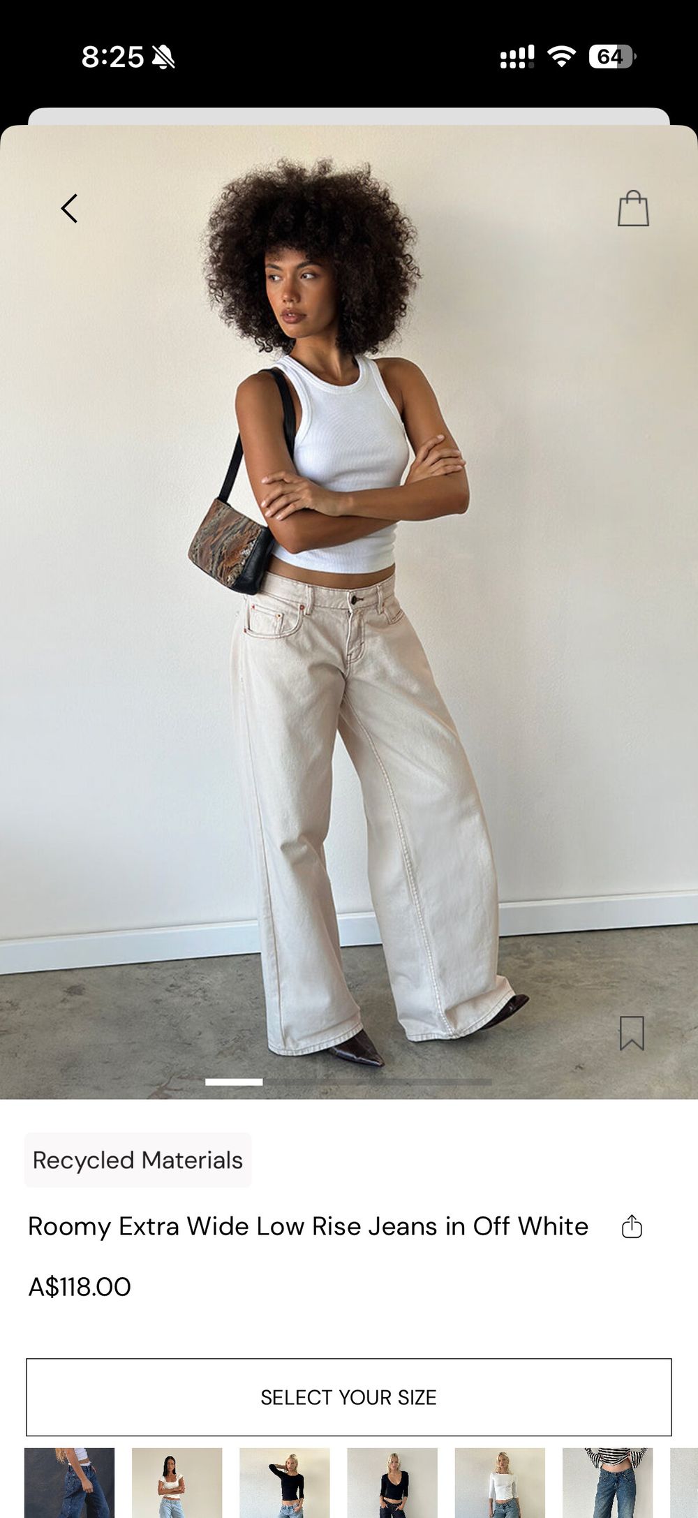 Brand New Motel Rocks Extra Roomy Low Rise Jeans Off White