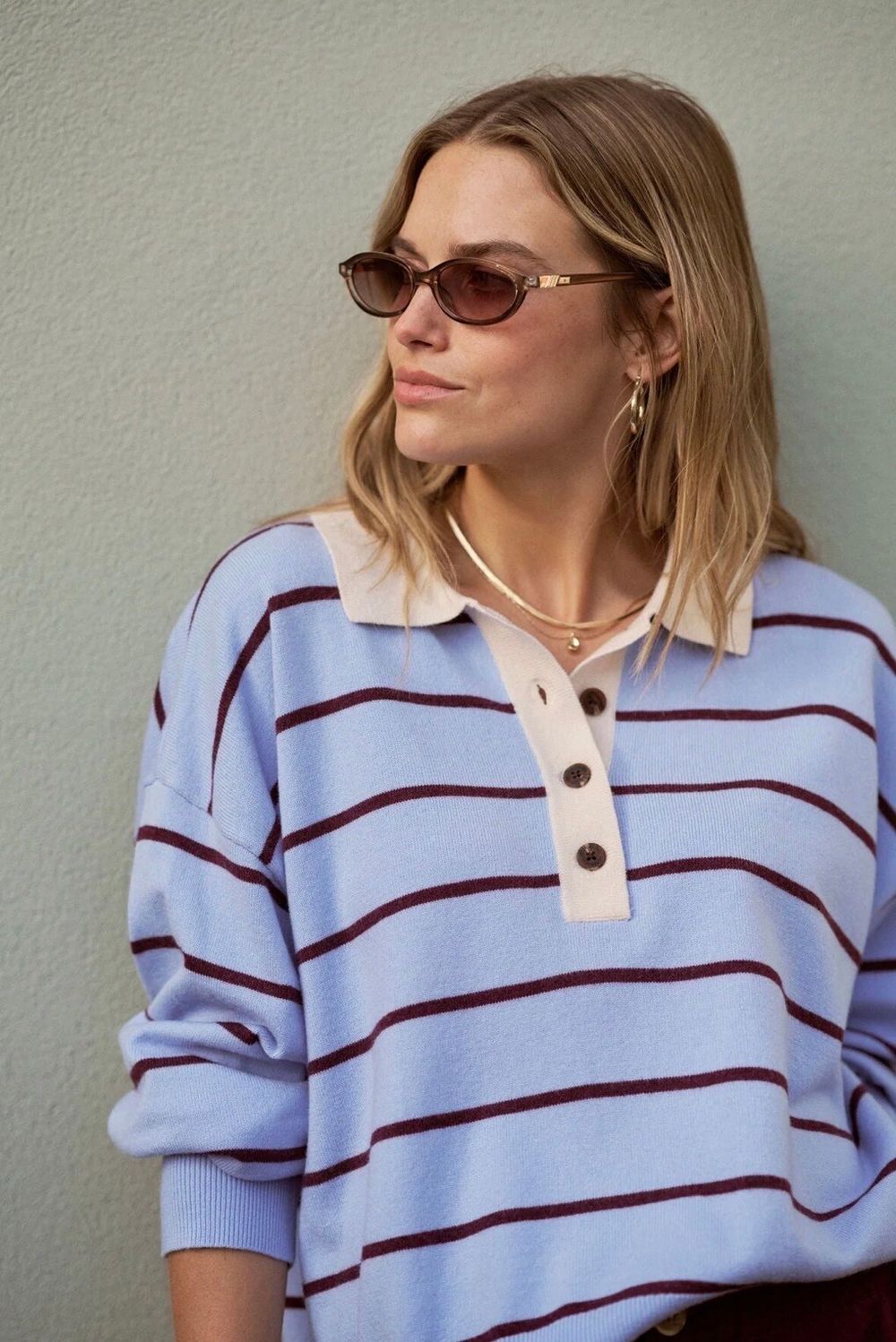 Ceres life Jessa Rugby Knit (Sky Blue Stripe)
