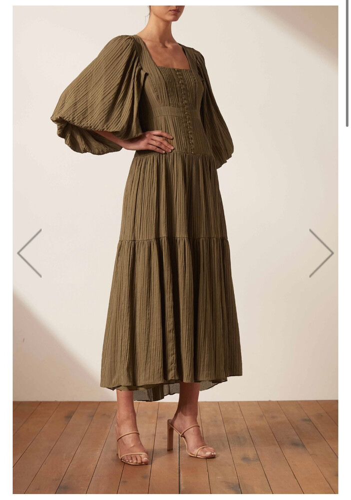 mila midi dress khaki THE FRANKIE Shop
