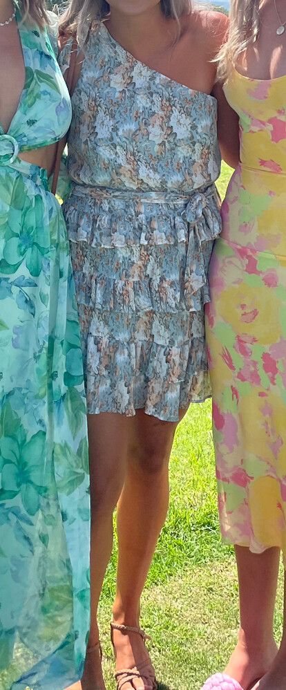 pink diamond floral dress Floral Diamond Ruffle Gown  Multi