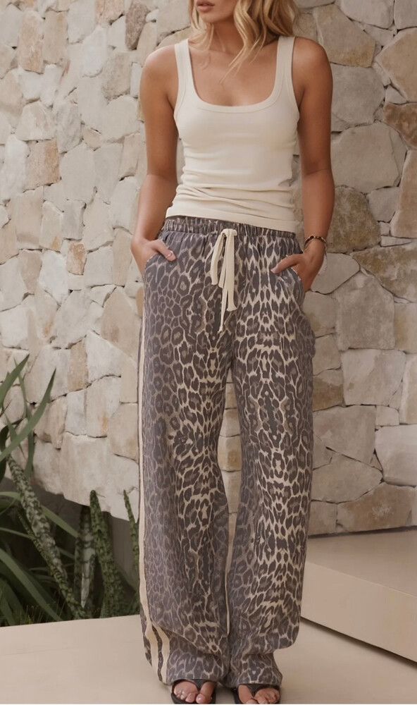 Denim Racer Pants Light Leopard