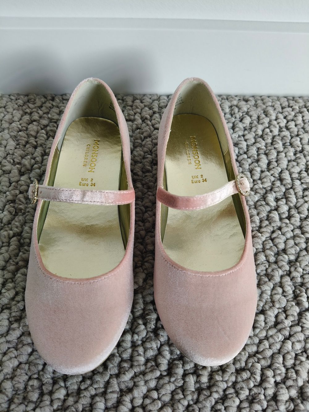 Monsoon Pink Velvet Ballet Flats Size EU 34