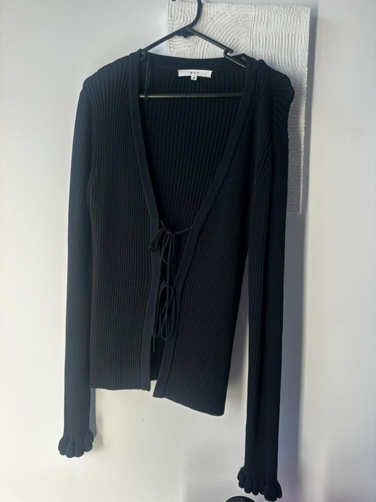 MAX Black Ribbed Cardigan