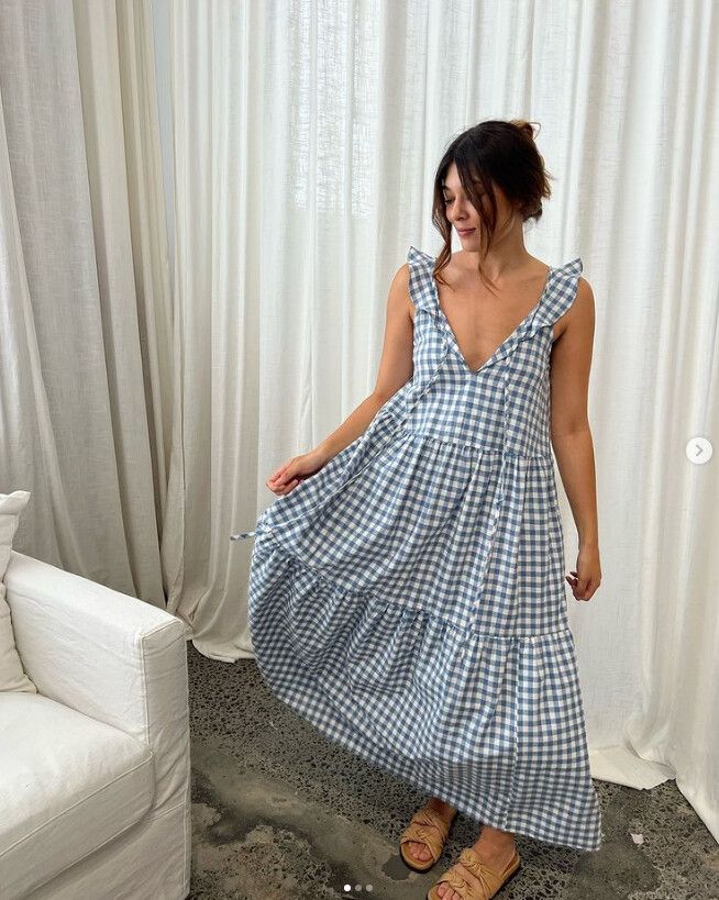 Caitlin Crisp - Caitlin Crisp Blue Gingham Dress on Designer Wardrobe