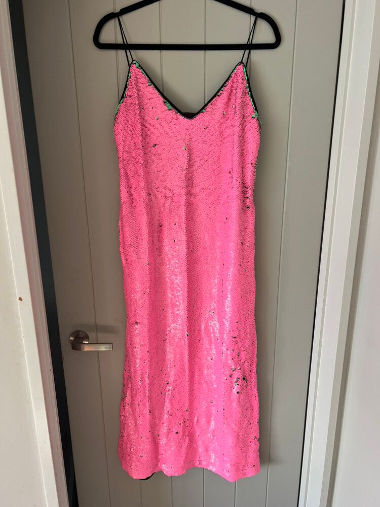Coop Pink Green Sequin Dress Size M