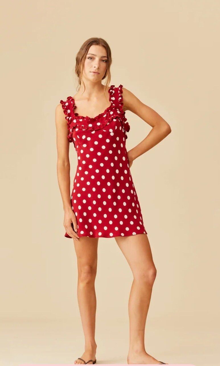 RUBY Passionfruit Mini Dress Red Polka Dot Slip Dress