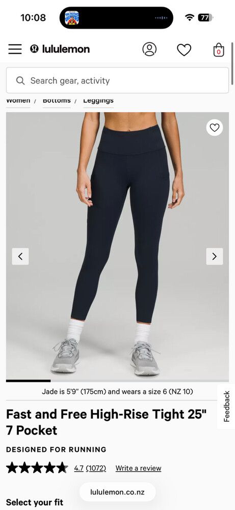 Lululemon fast and free 25” navy tights