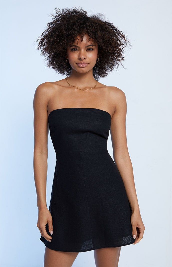 knee length dresses for ladies Max Knit Mini Dress in Black by Dissh