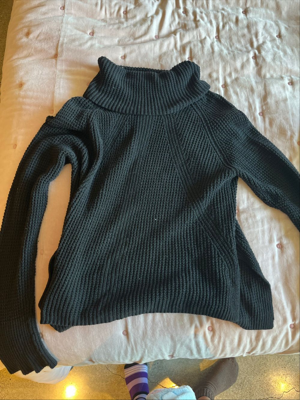 Paper Shadow Black Ribbed Turtleneck Jumper