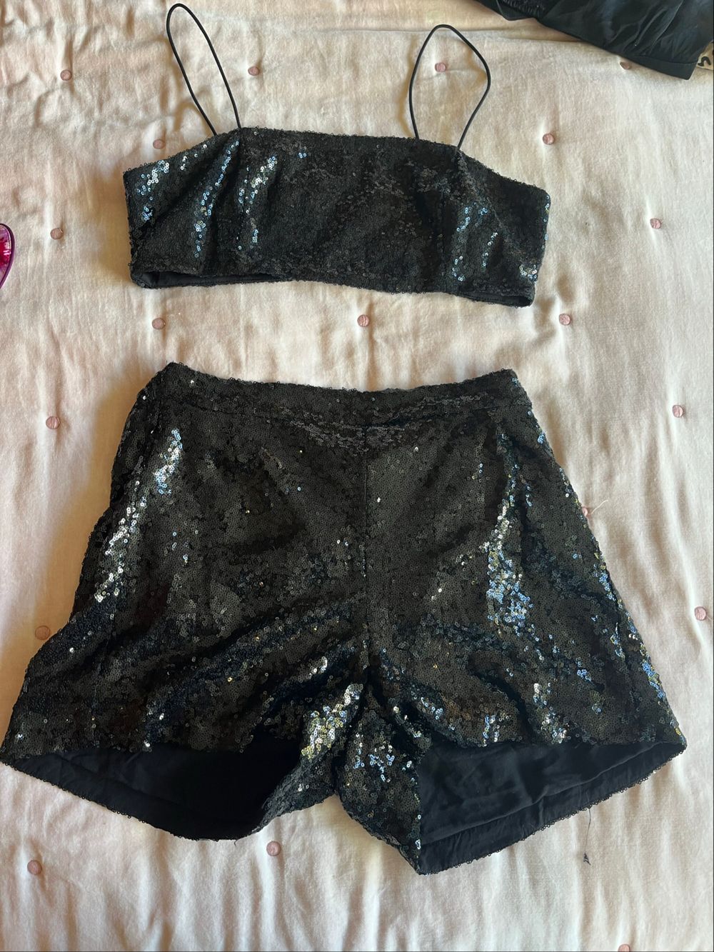 black Sequin Two Piece Set