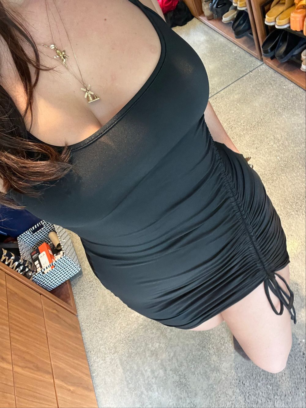 Black Ruched Mini Dress With Chain Halter