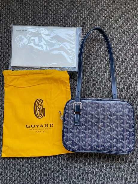 GOYARD Navy Chevron Print Coated Canvas Yona PM Bag