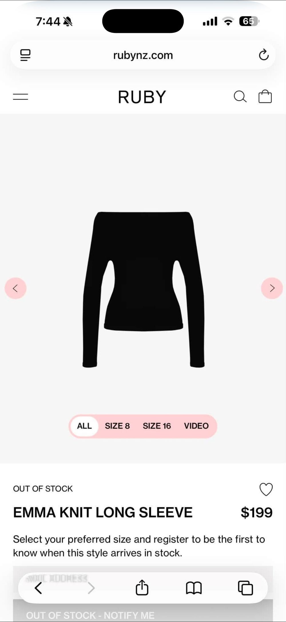 RUBY Black Emma Knit Long Sleeve Top
