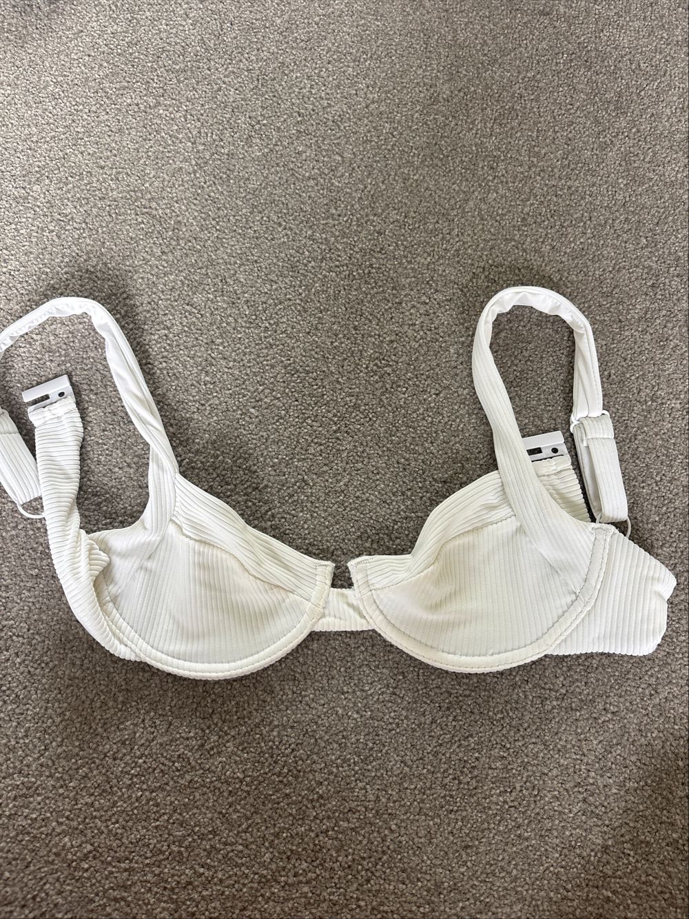 White Ribbed bikini top