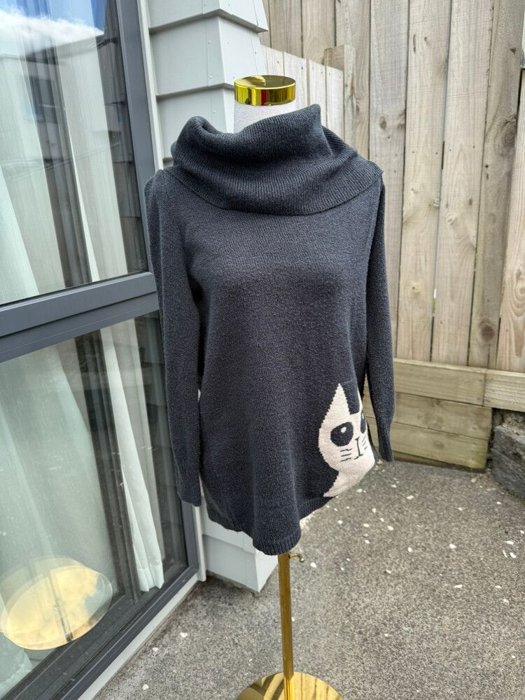 Dark Grey High Neck Sweater