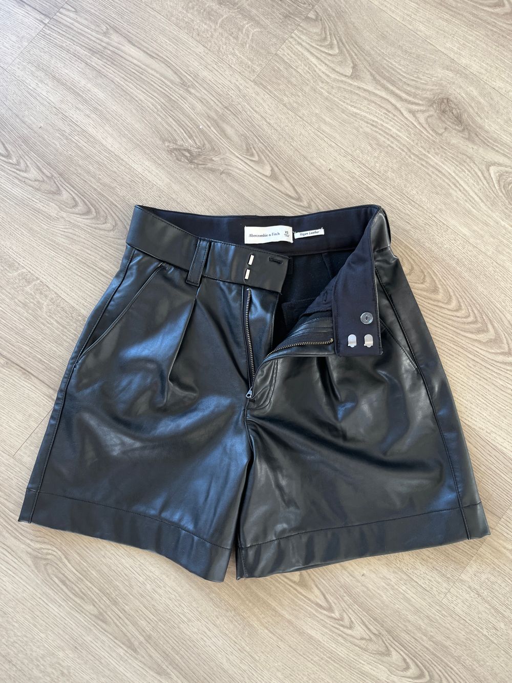 Abercrombie & Fitch Black Vegan Leather Shorts