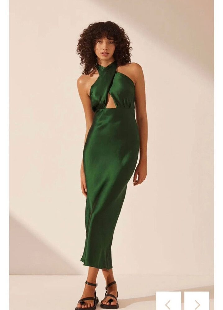 Shona Joy - Shona Joy Green Midi Dress on Designer Wardrobe