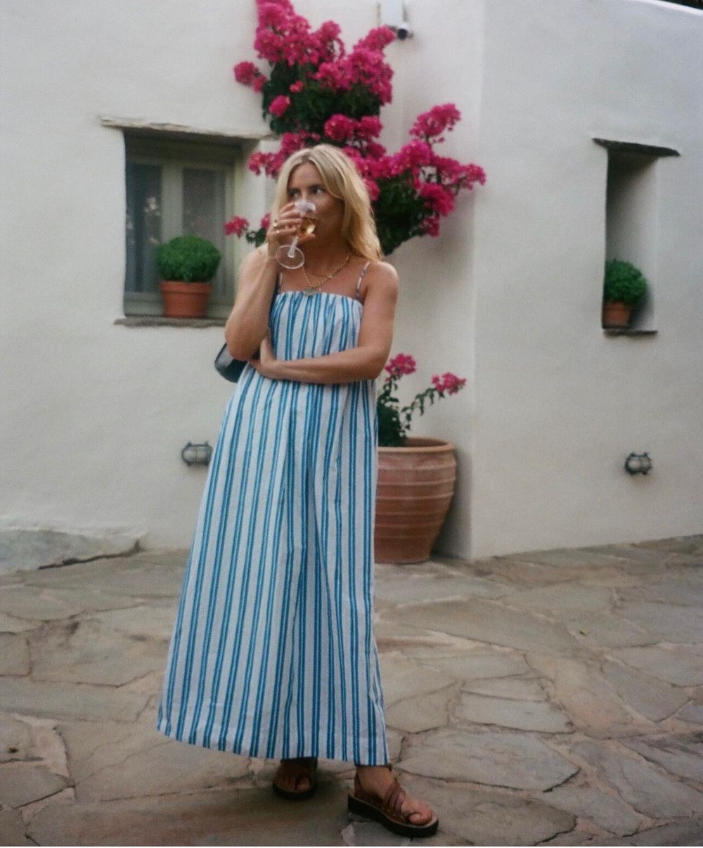 Ganni - Striped Organic Cotton-Poplin Maxi Dress on Designer Wardrobe Ganni - Striped Organic Cotton-Poplin Maxi Dress on Designer Wardrobe