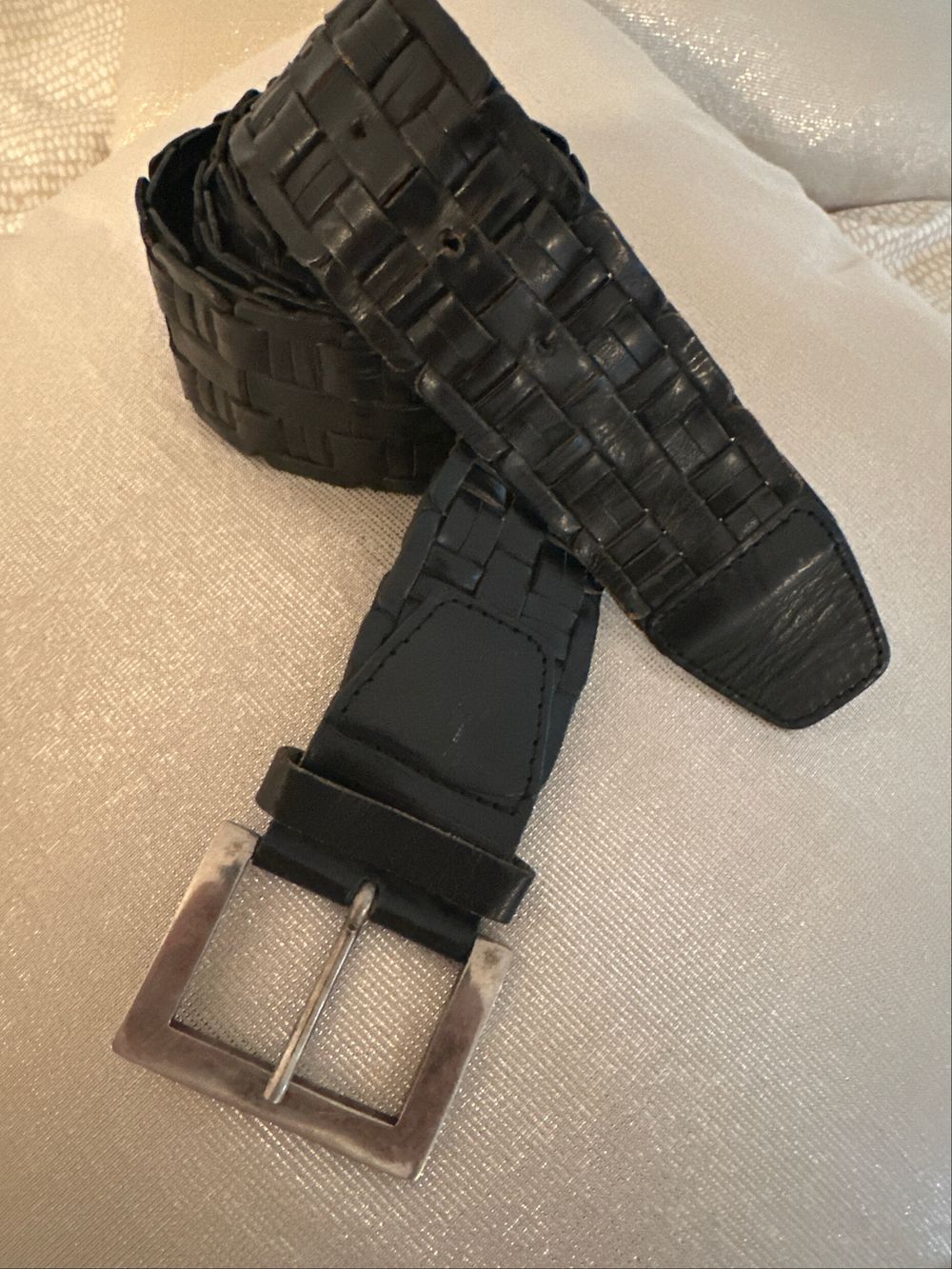 Braided Black Leather Belt