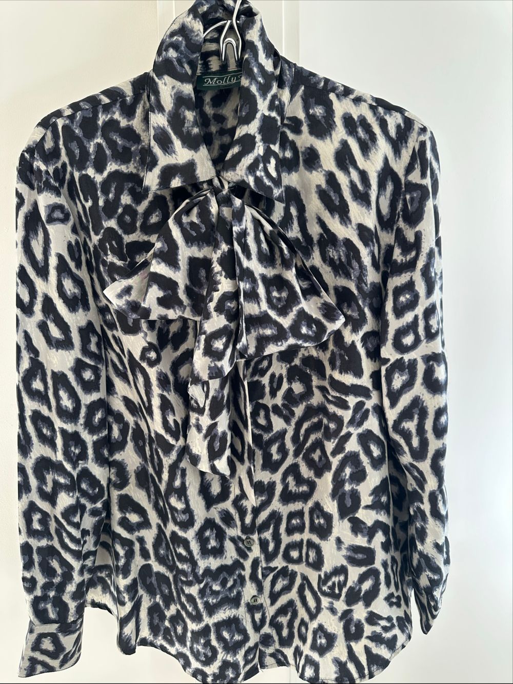 Molly N Black And White Leopard Print Silk Shirt