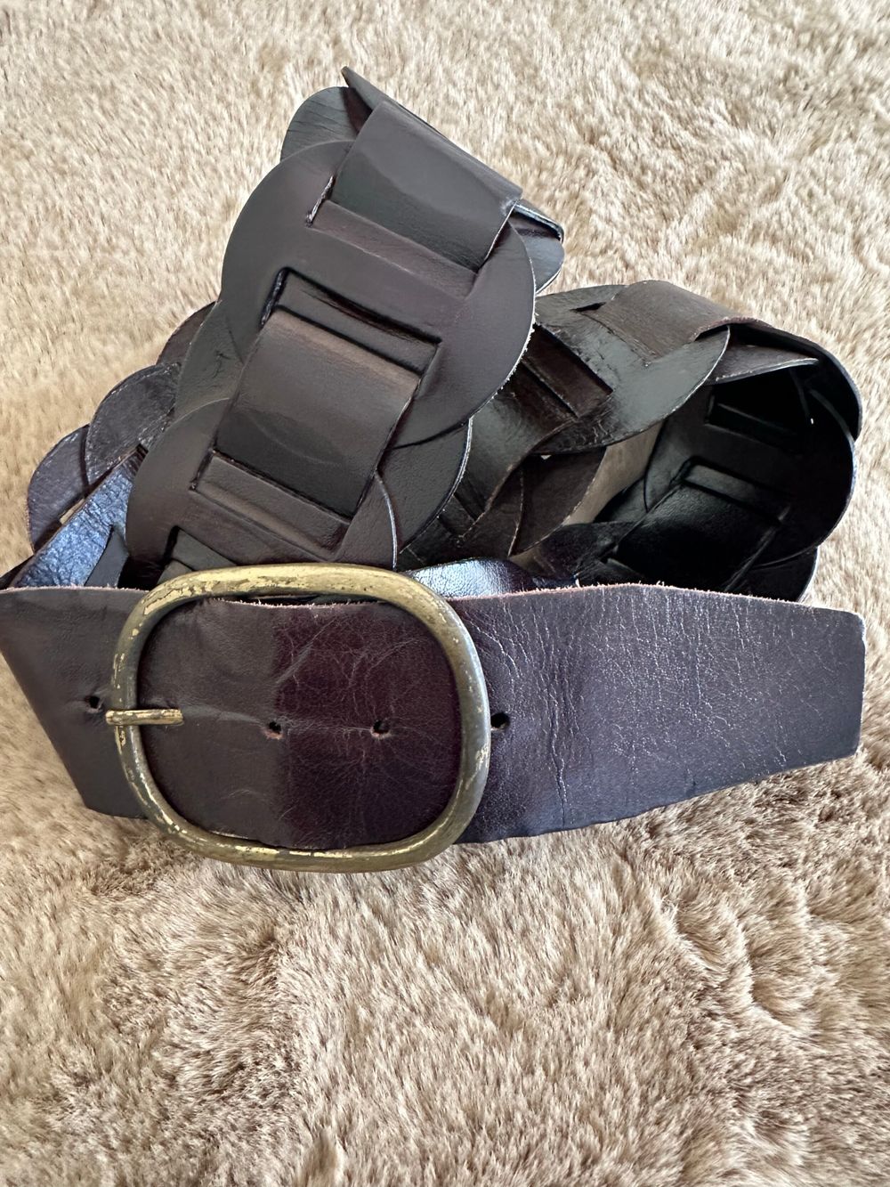 dark brown wide leather belt