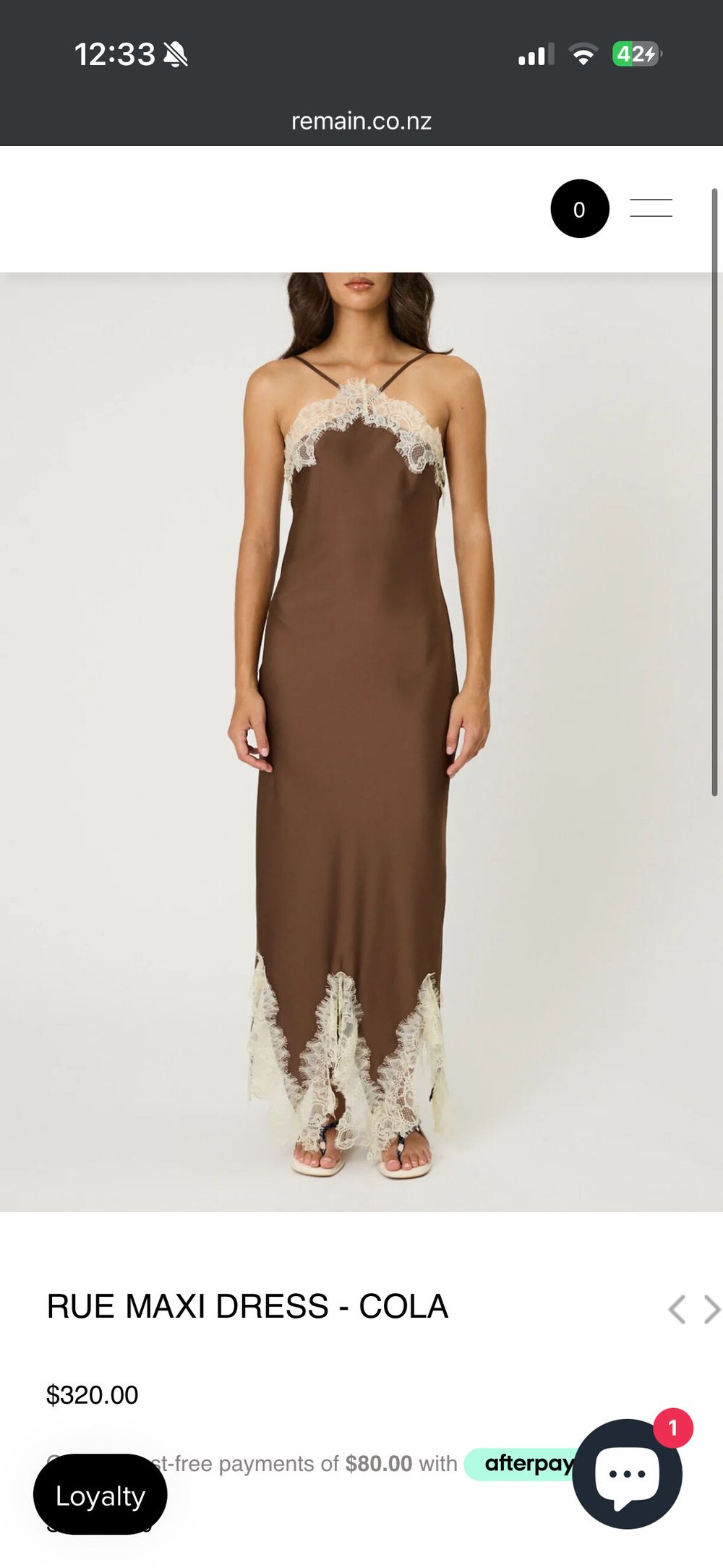 Rue maxi dress in Cola