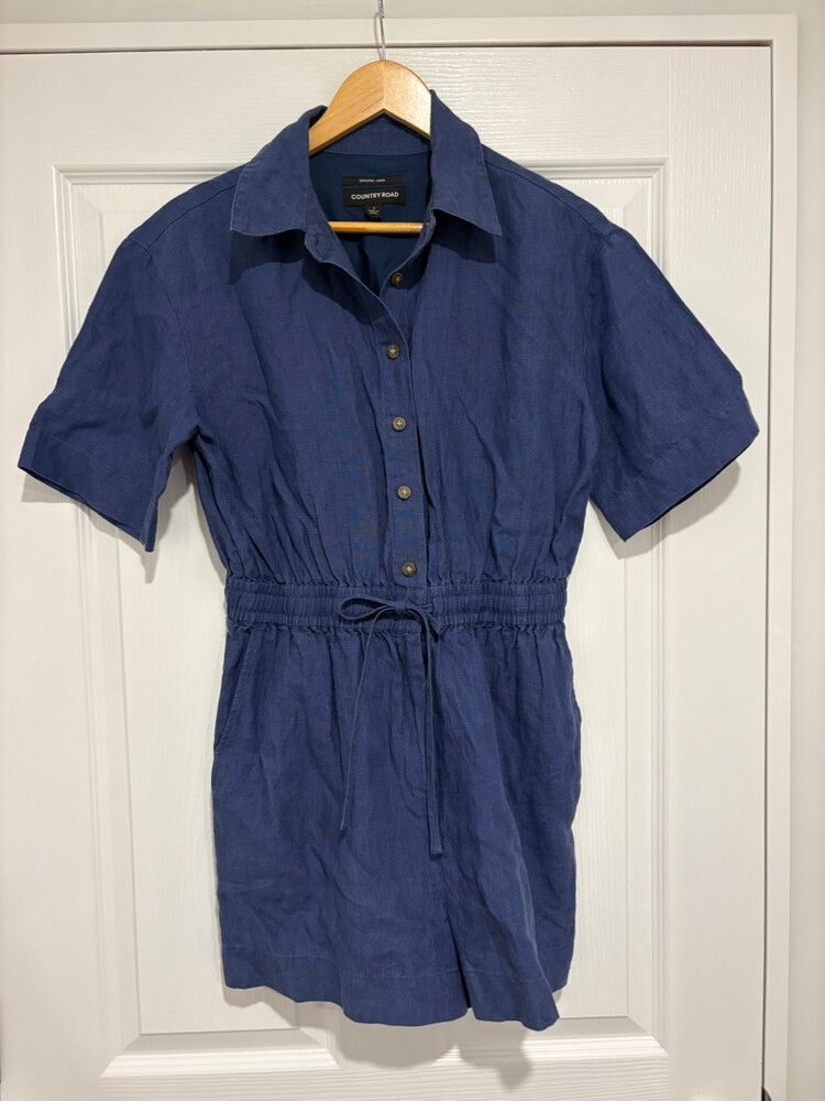 Country Road Blue Linen playsuit
