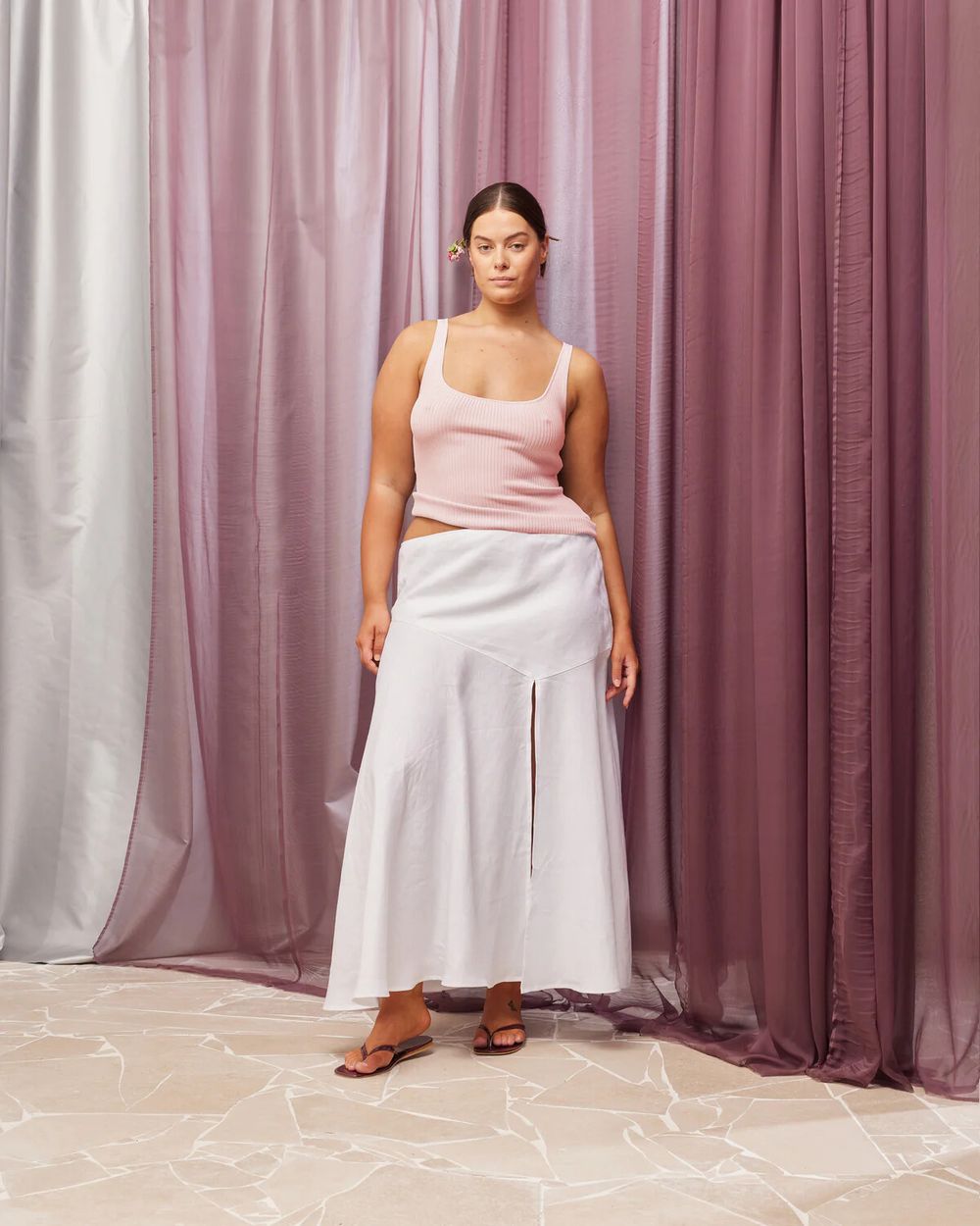 Ruby Liam Kyle white linen skirt