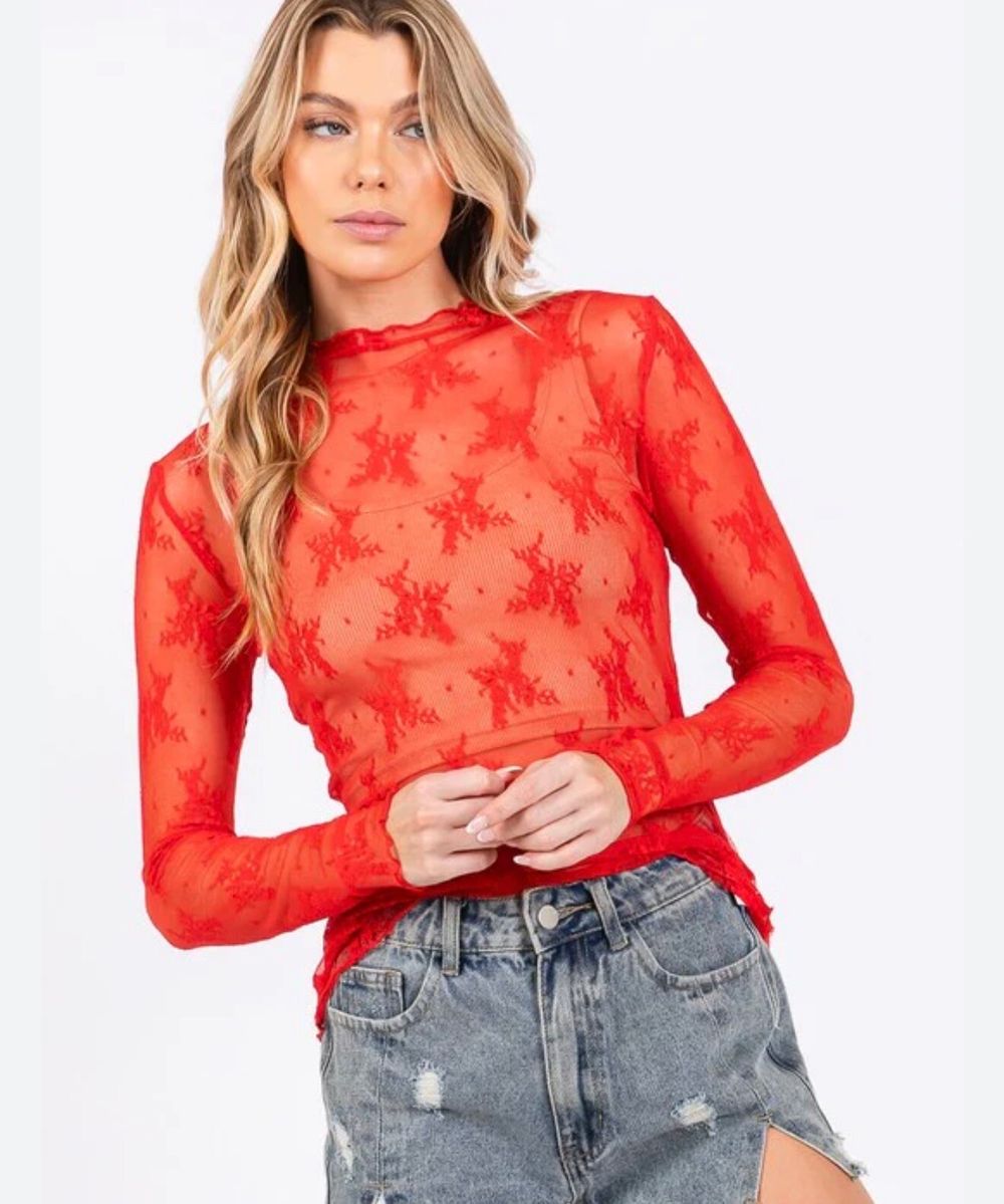 Red Lace Long Sleeve