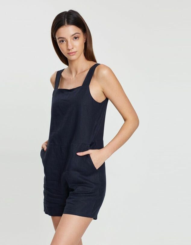 Assembly Label Wide Strap Linen Playsuit
