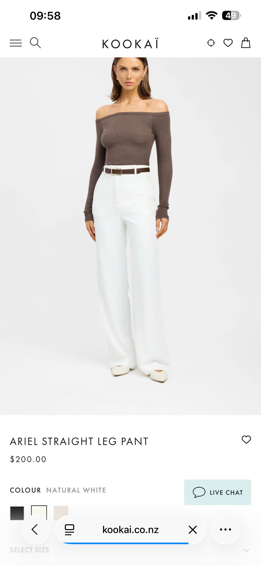 KOOKAÏ White Ariel Straight Leg Pant