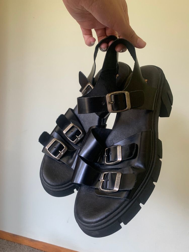 Black Buckle Sandals