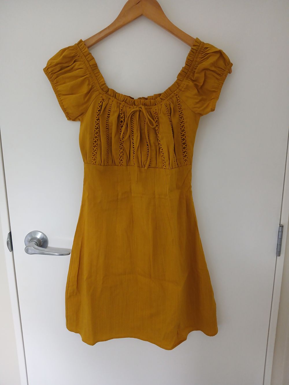 Lulus Wisteria Mustard Mini Dress