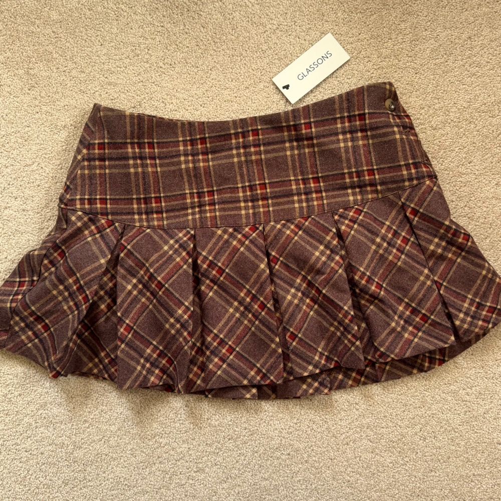 Glassons Brown Check Skirt