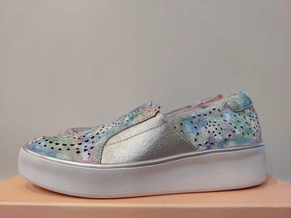Ziera Pastel Multi Coloured Leather Slip On Flats
