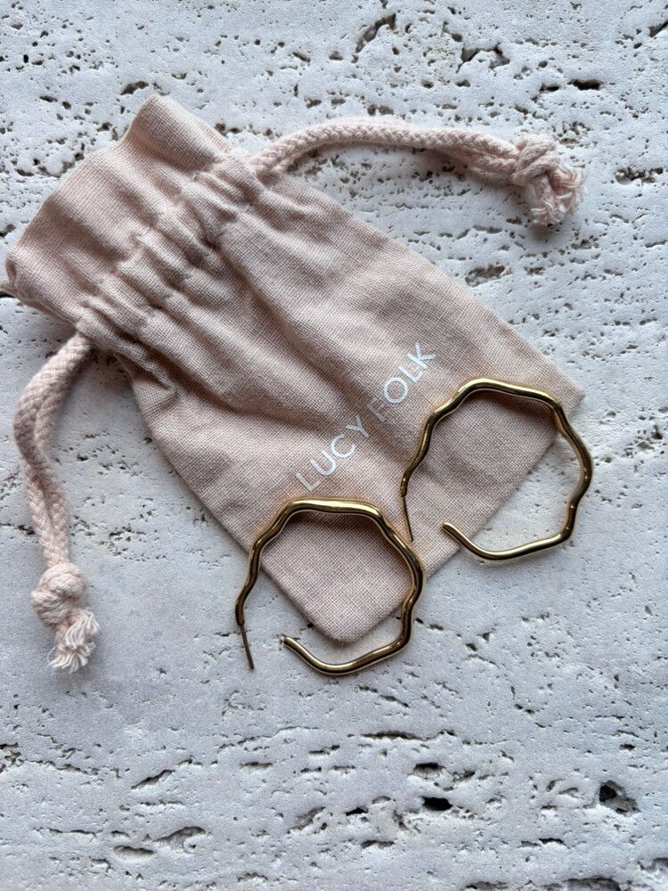 Lucy Folk gold relic hoops