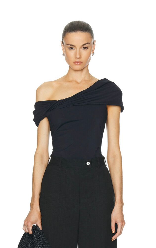 ROHE Asymmetrical Off Shoulder Top in Noir