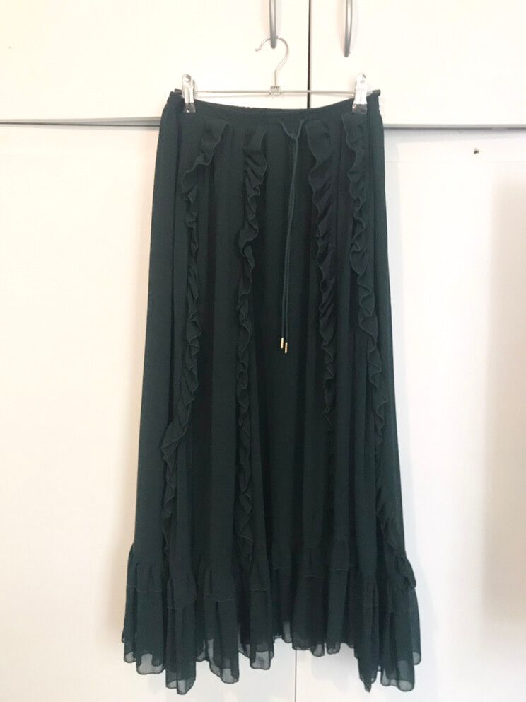 Ruby Green Frill Midi Skirt