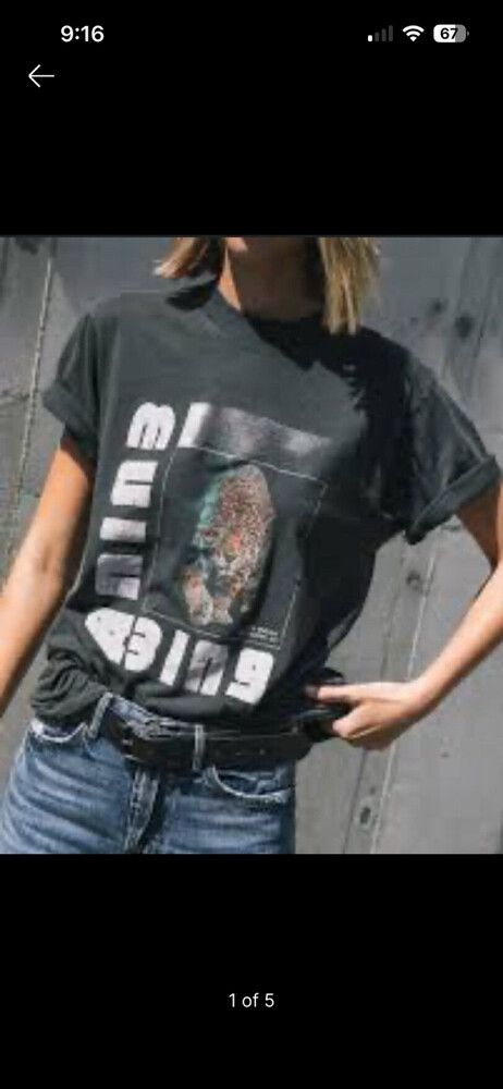 Anine Bing Vintage Print Grey Tee
