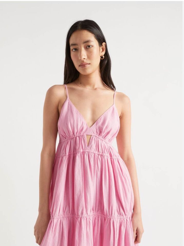Seed Heritage - Seed Pink Linen Tiered Maxi Dress on Designer Wardrobe