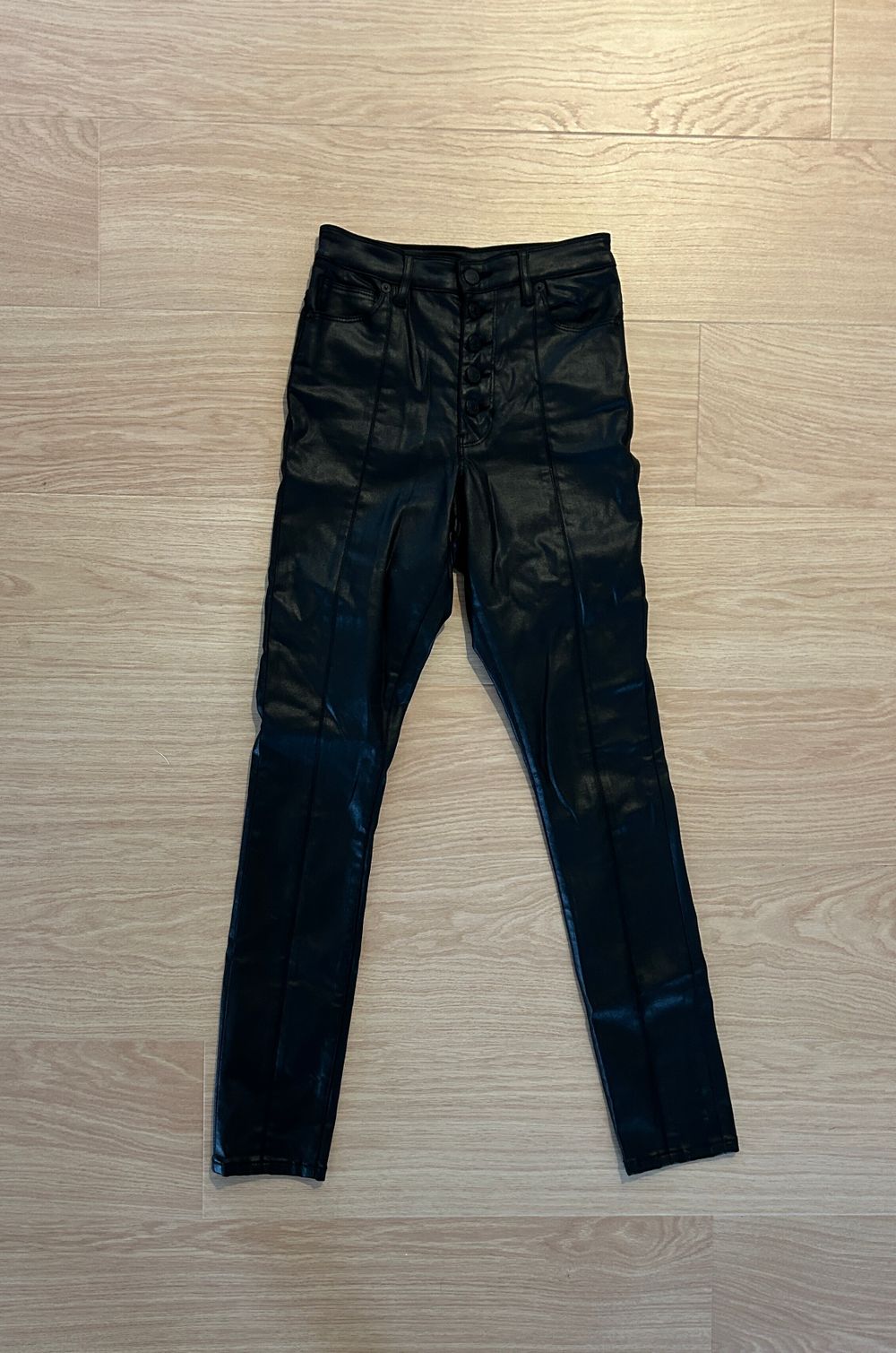Waxed Leather Look High Waist Pant