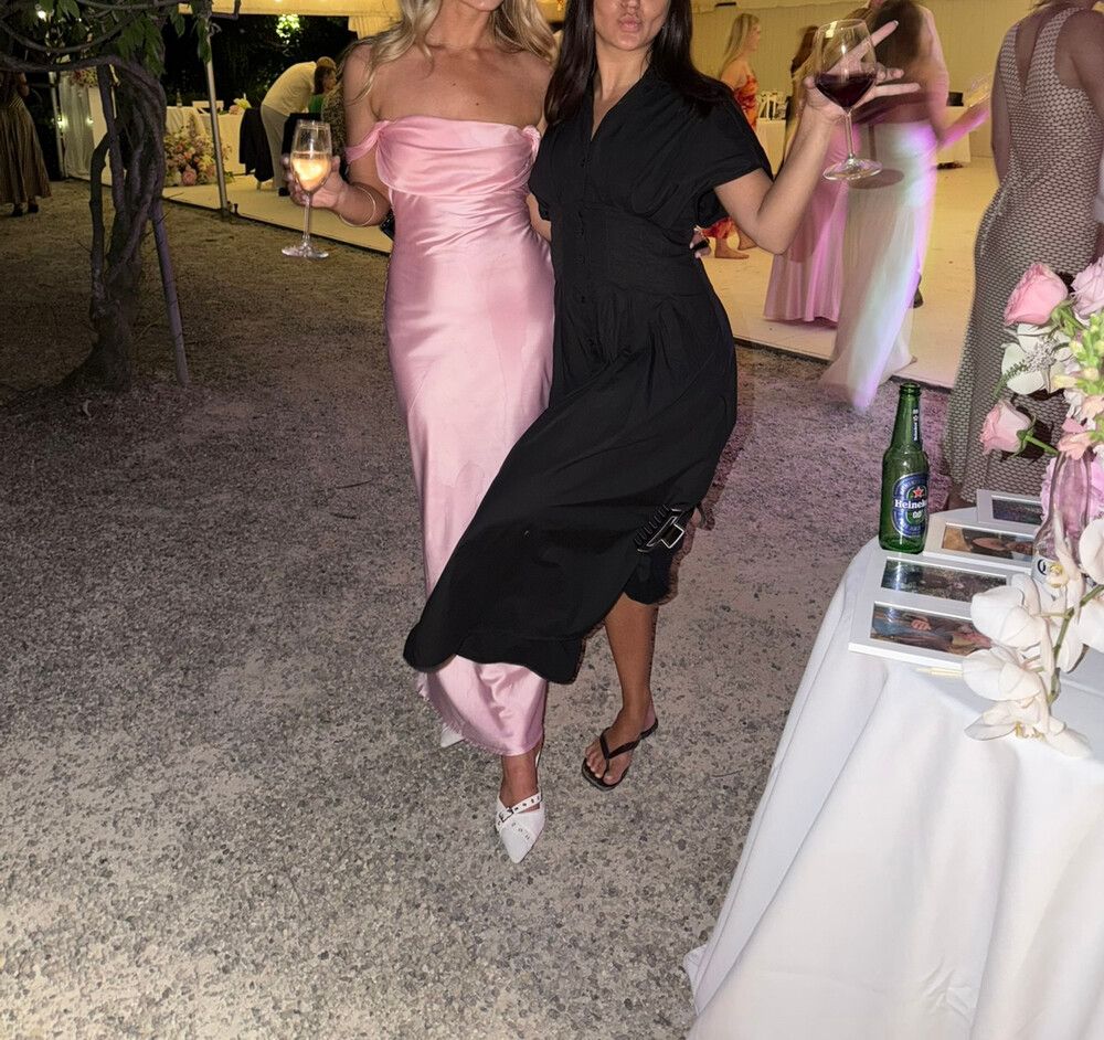 Beginning Boutique Ella Light Pink Off Shoulder Formal Maxi Dress