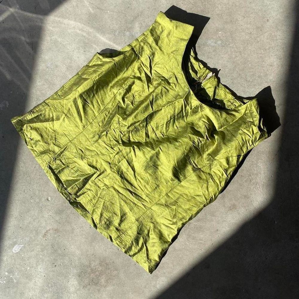 Green silk Sleeveless Top