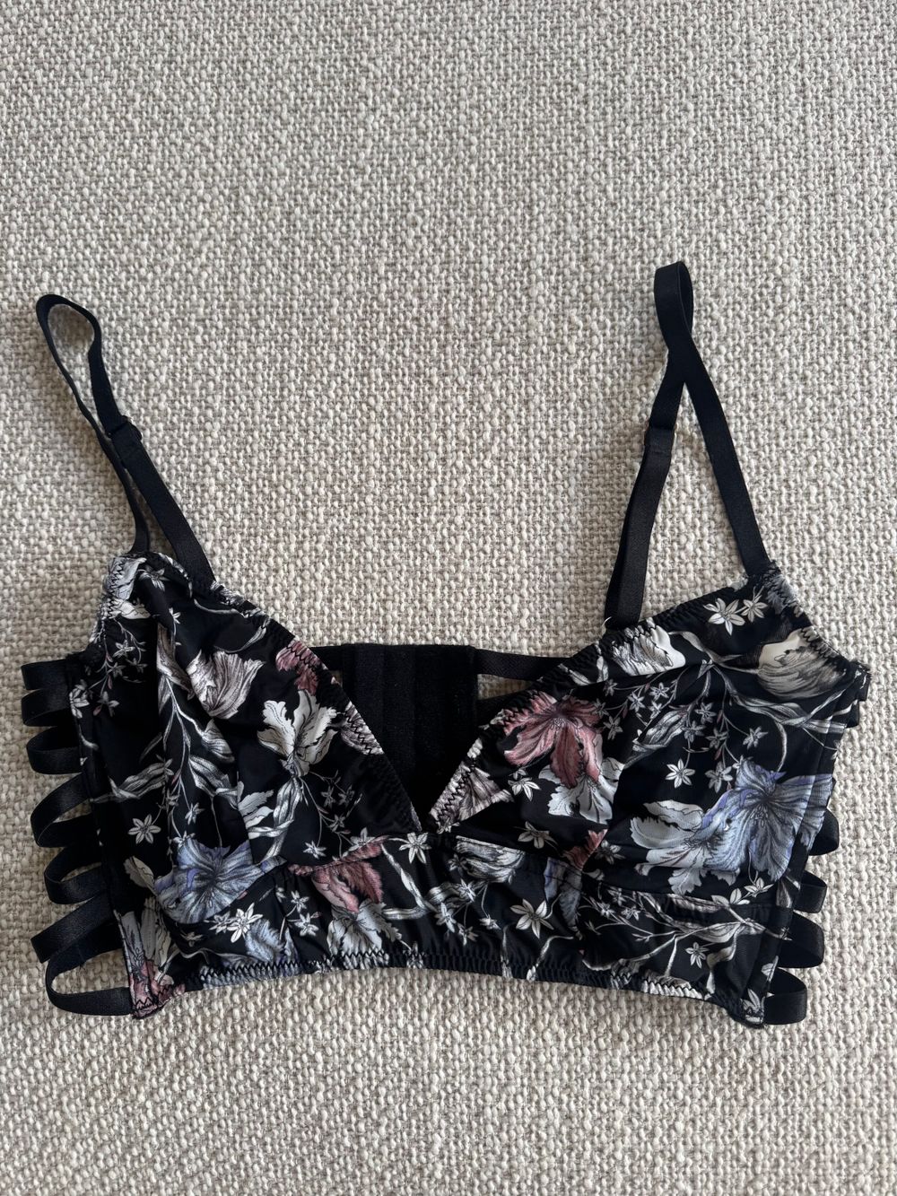 Lonely Lingerie Black Floral Strappy Bra