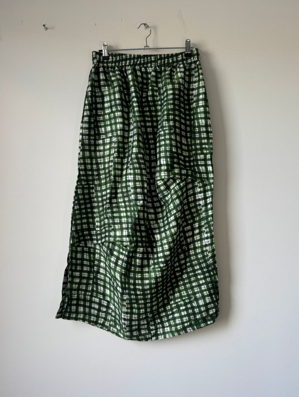Alpha 60 Green and White Checkered Midi Skirt