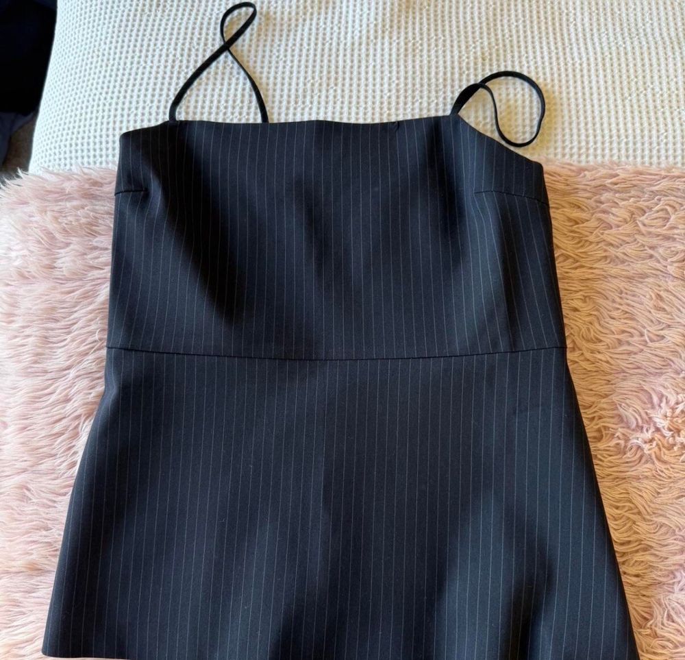 Ode Black Pinstripe Top